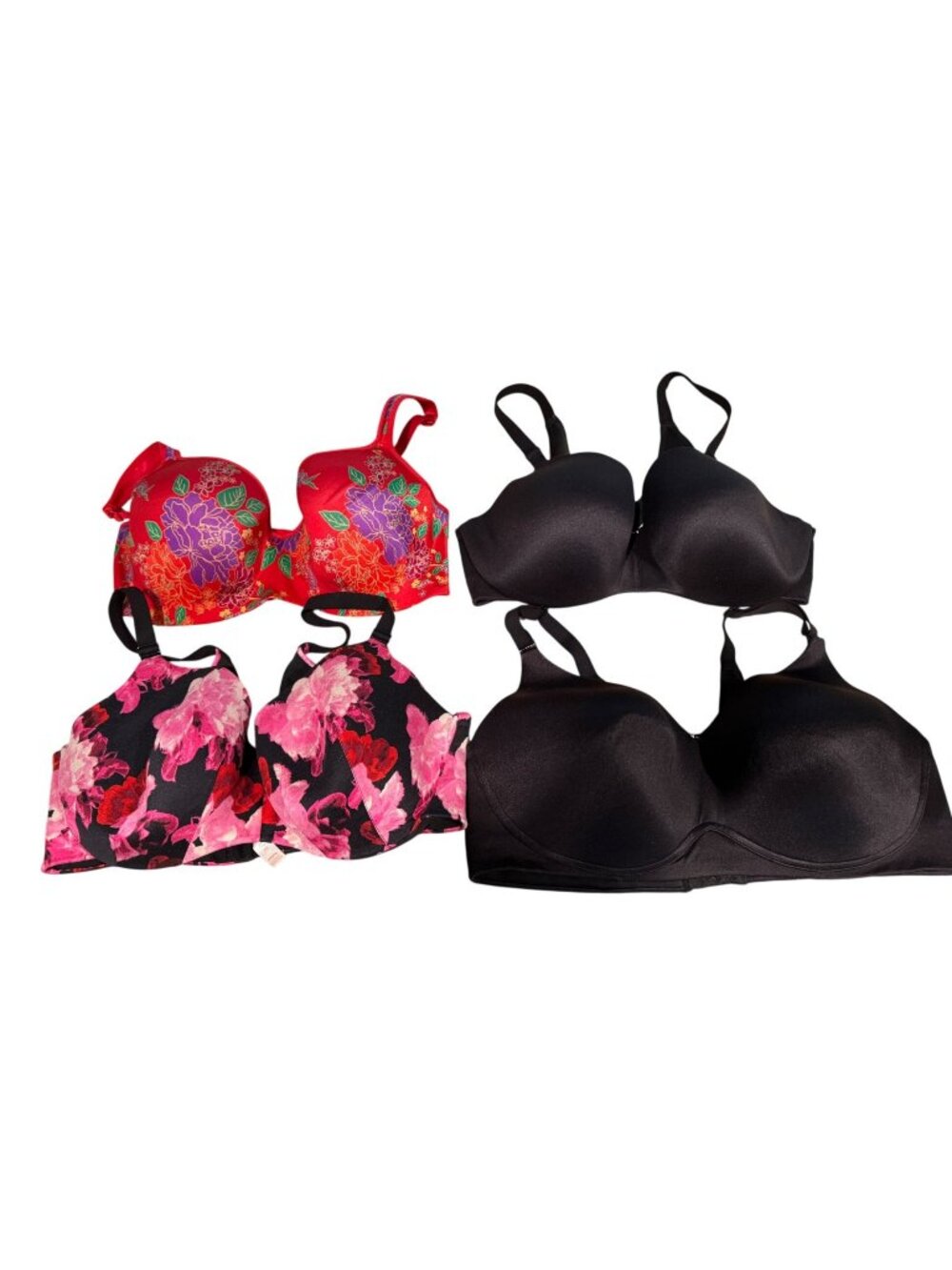 Cacique Lane Bryant Lot x 4 Bras Florals and Solid Prints Women's Size 40DDD